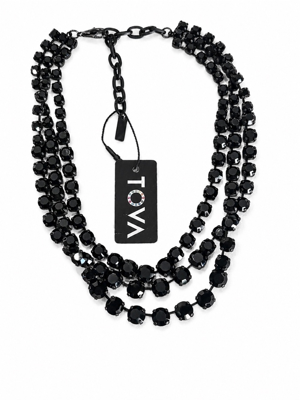 Tova Cinithia Black Triple-Strand Crystal Statement Necklace